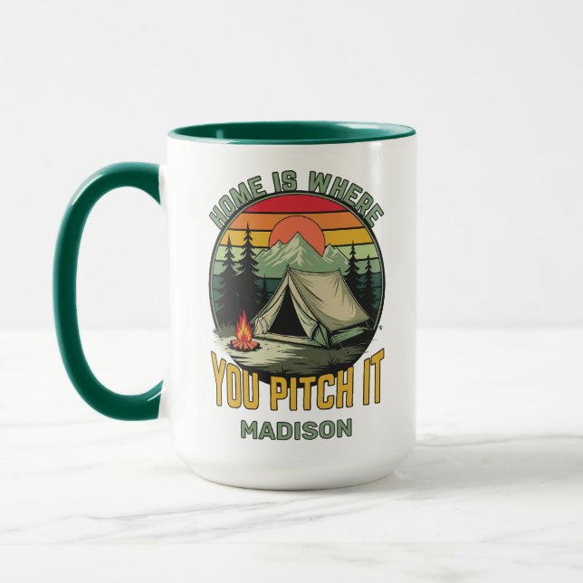Taza Nombre personalizado de camping (Izquierda)