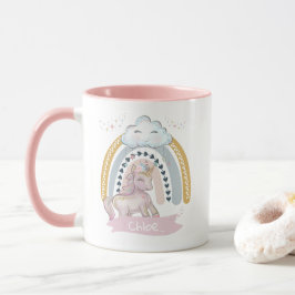 Taza 🦄 nombre personalizado de Chica de unicornio arco