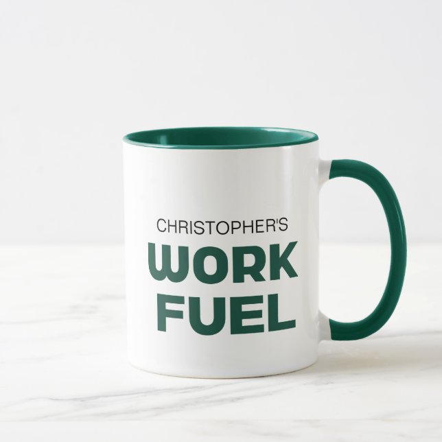 Taza Nombre personalizado de COMBUSTIBLE DE TRABAJO ver (Derecha)
