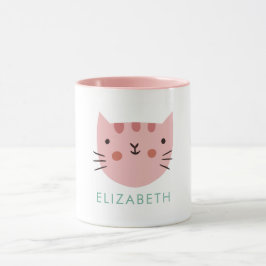 Taza Nombre personalizado de gato rosado