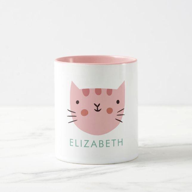 Taza Nombre personalizado de gato rosado (Centro)
