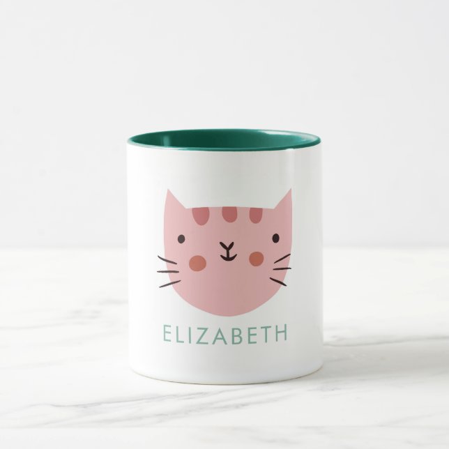 Taza Nombre personalizado de gato rosado (Centro)