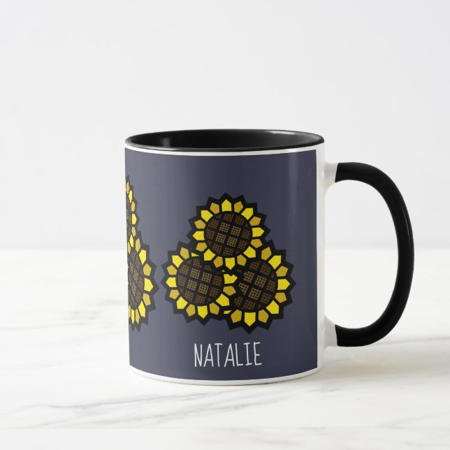 Taza Nombre personalizado de girasoles (Derecha)