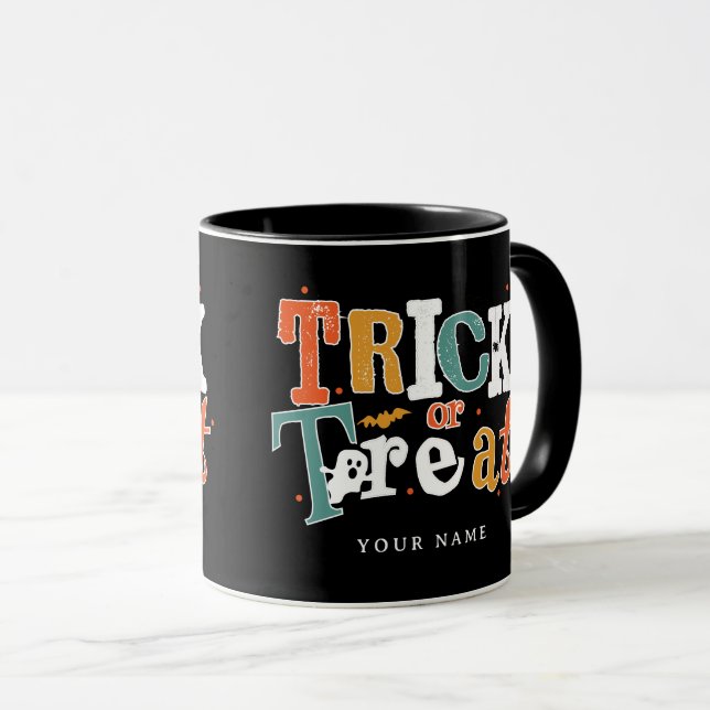 Taza Nombre Personalizado De Halloween Trick O Trek (Anverso derecho)