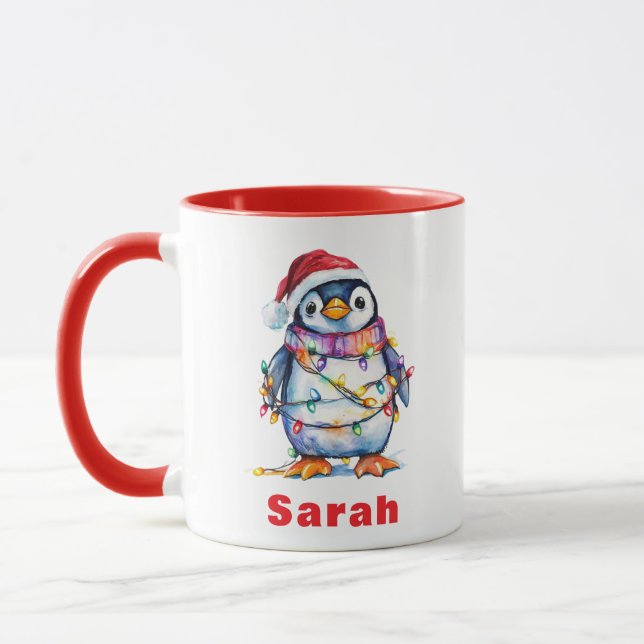 Taza Nombre personalizado de las luces de los Navidades (Izquierda)