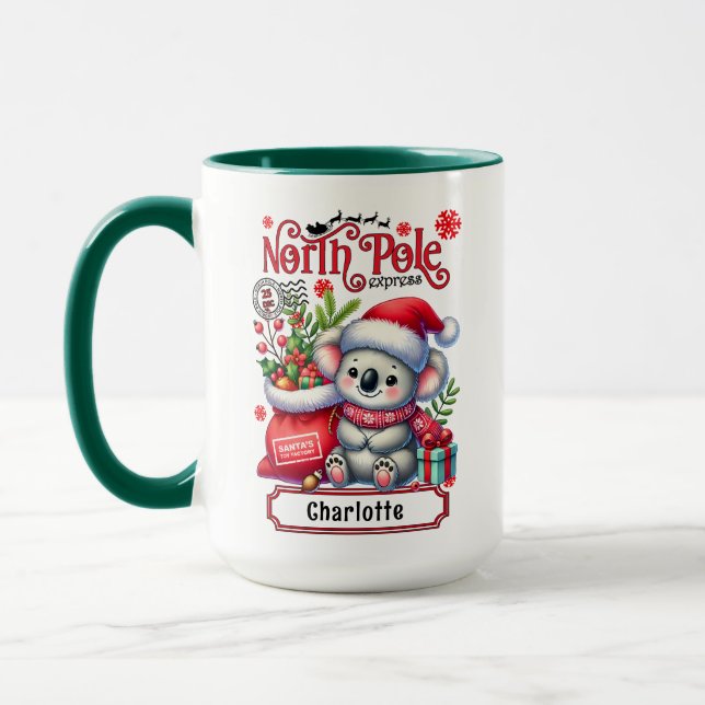 Taza Nombre personalizado de las navidades de Koala (Izquierda)