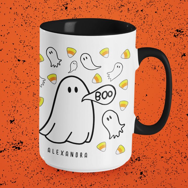 Taza Nombre personalizado de los fantasmas y el maíz de (Easily add a name or other text by clicking "Personalize this Template".)