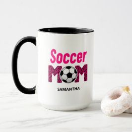 Taza Nombre personalizado de mamá de fútbol personaliza