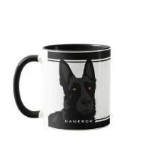 Nombre personalizado de pastor alemán negro y blan