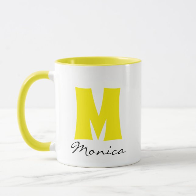 Taza Nombre personalizado de script y monograma (Izquierda)