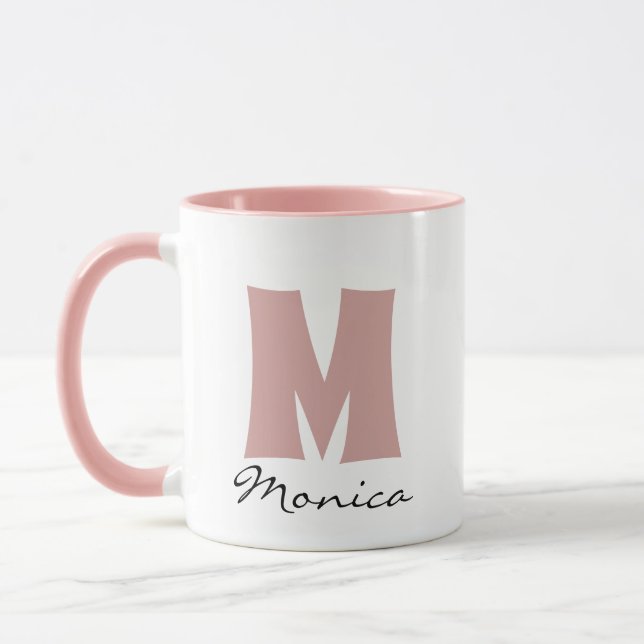 Taza Nombre personalizado de script y monograma (Izquierda)
