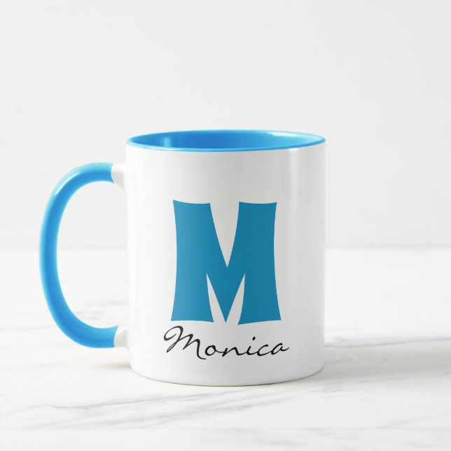 Taza Nombre personalizado de script y monograma (Izquierda)