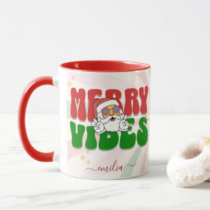 Taza Nombre personalizado de vibraciones de merry con t