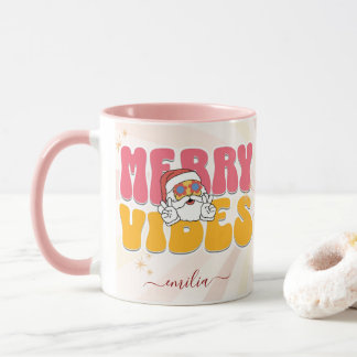 Taza Nombre personalizado de vibraciones de merry con t