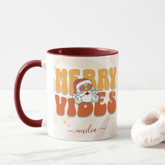 Taza Nombre personalizado de vibraciones de merry con t