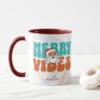Taza Nombre personalizado de vibraciones de merry con t