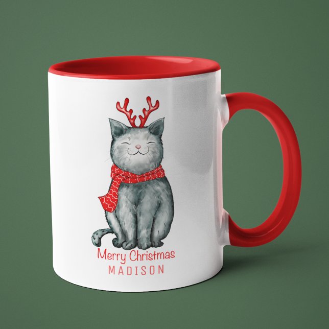 Taza Nombre personalizado del gato festivo lindo Feliz  (Subido por el creador)