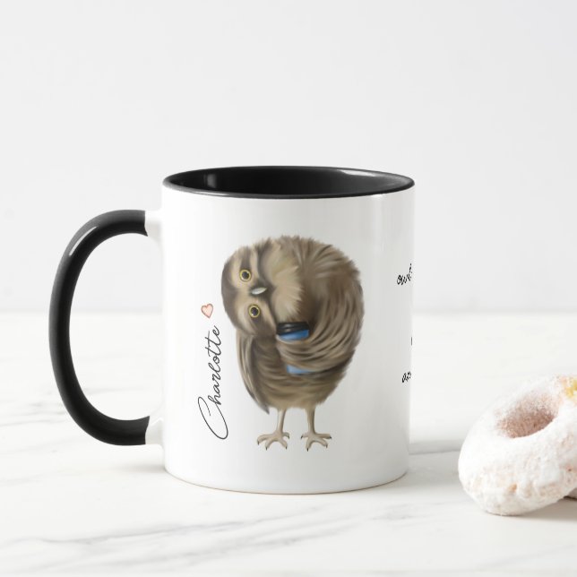 Taza Nombre personalizado del guión de amor gracioso de (Con donut)