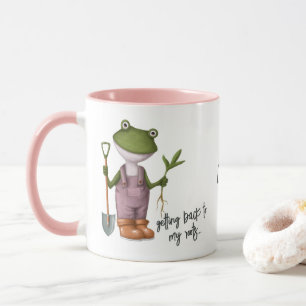 Taza Nombre personalizado del huerto de rana graciosa