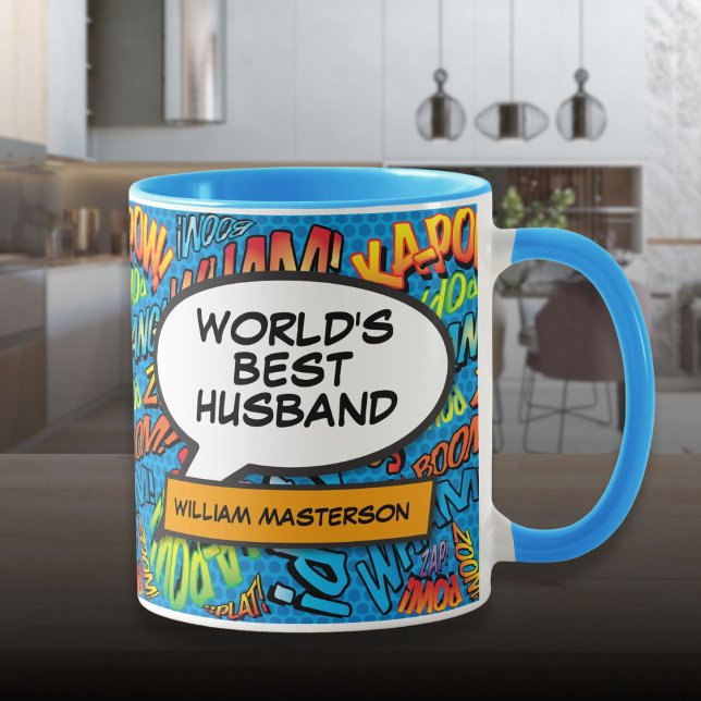 Taza Nombre personalizado del mejor esposo del mundo (World's Best Husband Fun Personalised Name Mug)
