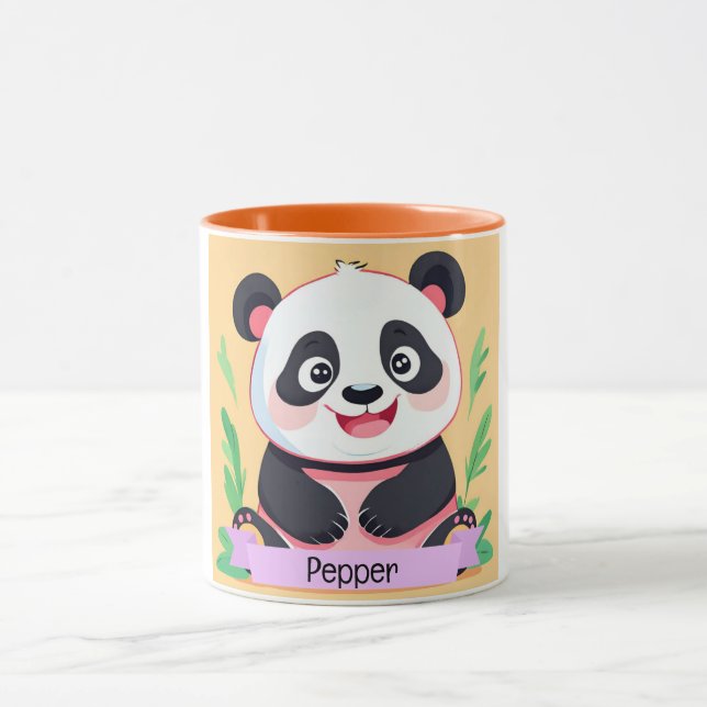 Taza Nombre personalizado del panda del bebé (Centro)
