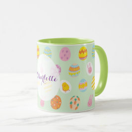 Taza Nombre personalizado del patrón de huevo verde de