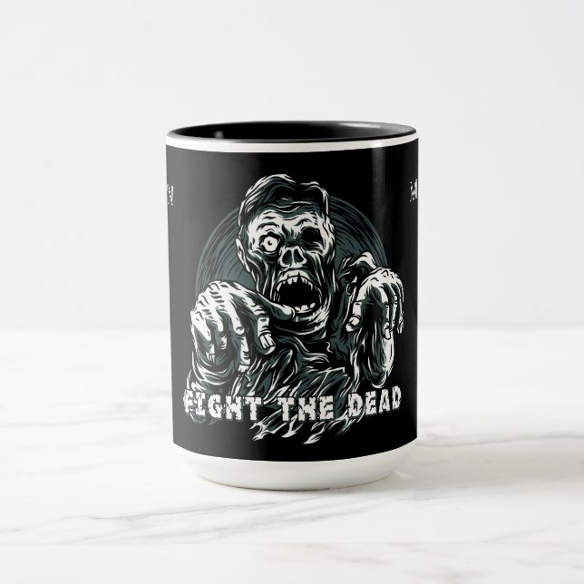 Taza Nombre personalizado "Fight The Dead" Zombie Mugs (Centro)
