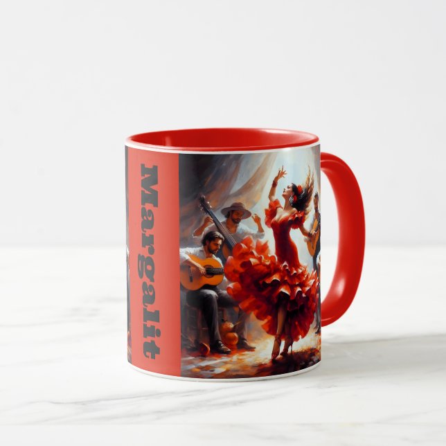 Taza Nombre personalizado Flamenco Latina Dancing Dance (Anverso derecho)