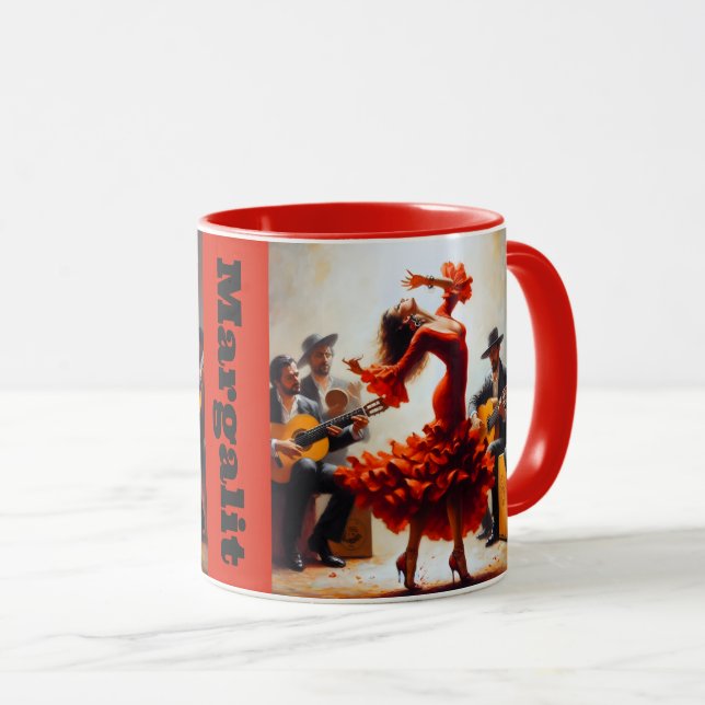 Taza Nombre personalizado Flamenco Latina Dancing Dance (Anverso derecho)