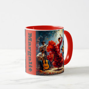 Taza Nombre personalizado Flamenco Latina Danza Baile E