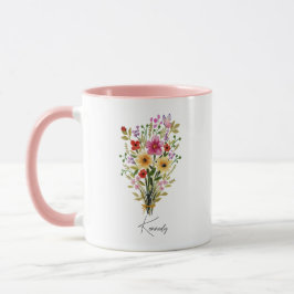Taza Nombre personalizado Flor silvestre rosa