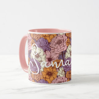 Taza Nombre personalizado floral de flores silvestres d