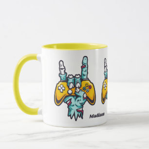 Taza Nombre personalizado Gamer Zombie