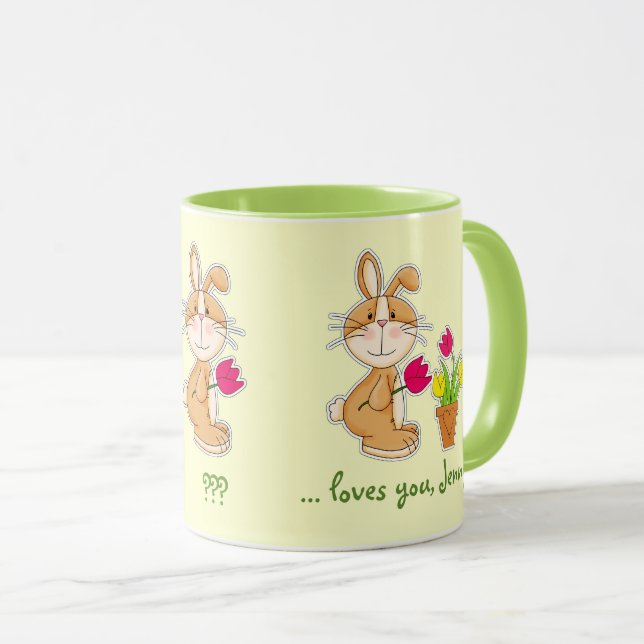 Taza Nombre personalizado Gracioso regalo de conejo de  (Anverso derecho)