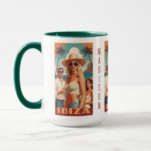 Taza Nombre personalizado Ibiza, póster de viaje de Esp