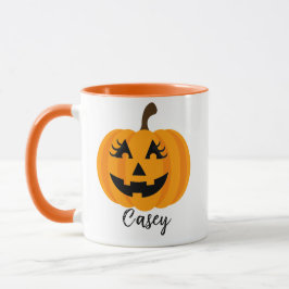 Taza Nombre personalizado Jack O' Lantern femenino