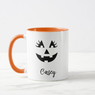 Taza Nombre personalizado Jack O' Lantern Girly