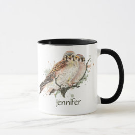 Taza Nombre personalizado Kestrel Bird Naturaleza Art