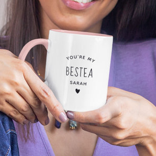 Taza Nombre personalizado lindo Bestea Galentine Mejor