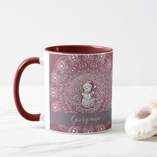 Taza Nombre personalizado lindo Manala singulares rosad (Con donut)
