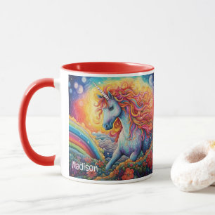 Taza Nombre personalizado lindo unicornio