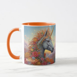 Taza Nombre personalizado lindo unicornio