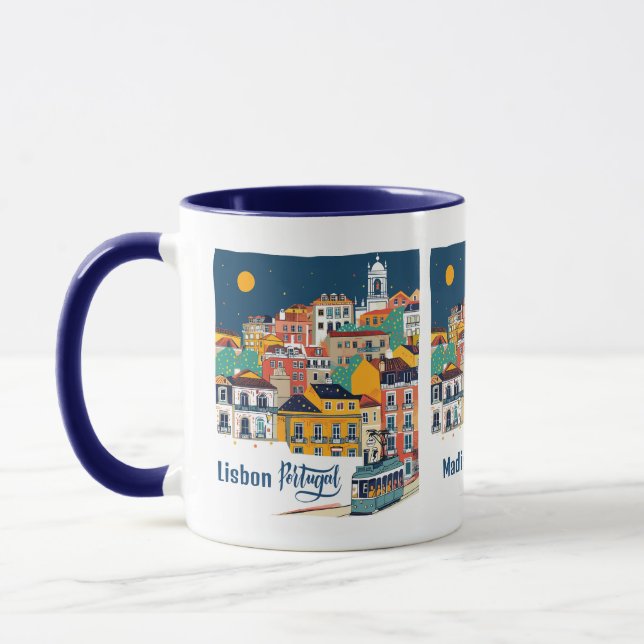 Taza Nombre personalizado Lisboa Portugal (Izquierda)