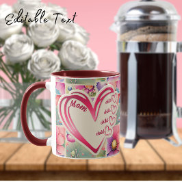 Taza Nombre Personalizado Mamá Niños Florales Por Toda 