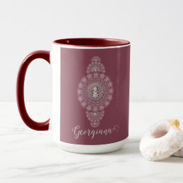 Taza Nombre personalizado Mandala ornamental de Snowman