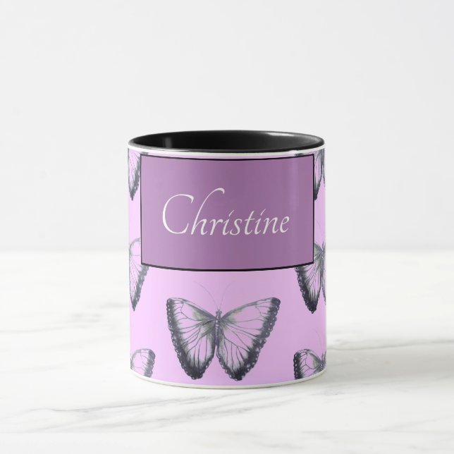 Taza Nombre personalizado mariposa hermosa (Centro)