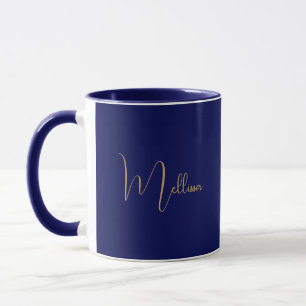 Taza Nombre personalizado minimalista azul