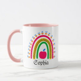 Taza Nombre personalizado moderno con arcoiris