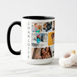 Taza Nombre personalizado moderno de varios Collages de
