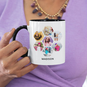 Taza Nombre personalizado moderno de varios Collages de